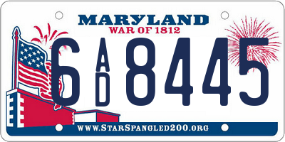 MD license plate 6AD8445