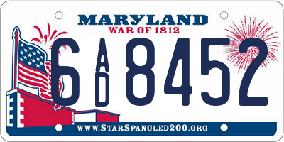 MD license plate 6AD8452