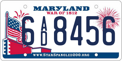 MD license plate 6AD8456