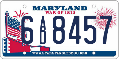 MD license plate 6AD8457