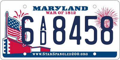MD license plate 6AD8458