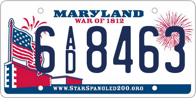 MD license plate 6AD8463