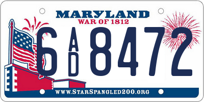 MD license plate 6AD8472