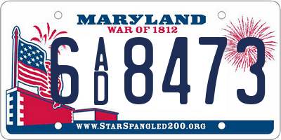 MD license plate 6AD8473