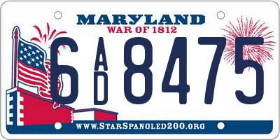 MD license plate 6AD8475