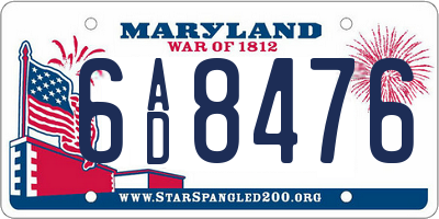 MD license plate 6AD8476