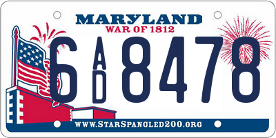 MD license plate 6AD8478