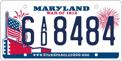 MD license plate 6AD8484