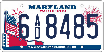 MD license plate 6AD8485