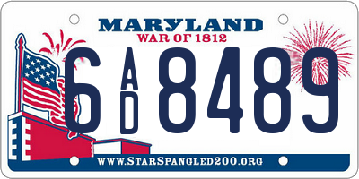 MD license plate 6AD8489