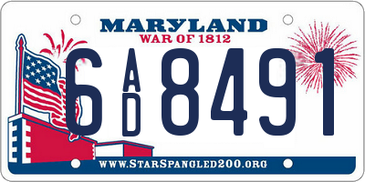 MD license plate 6AD8491
