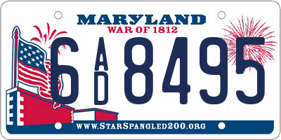 MD license plate 6AD8495