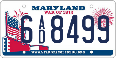 MD license plate 6AD8499