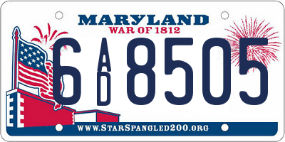 MD license plate 6AD8505