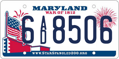 MD license plate 6AD8506