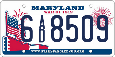 MD license plate 6AD8509