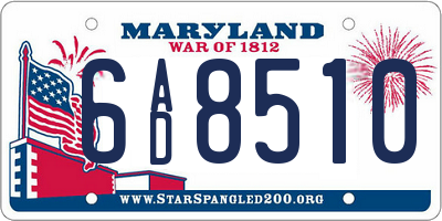 MD license plate 6AD8510