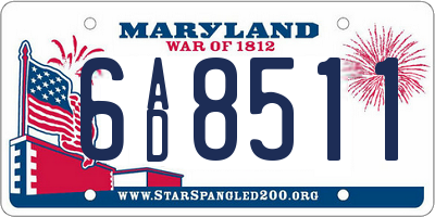 MD license plate 6AD8511