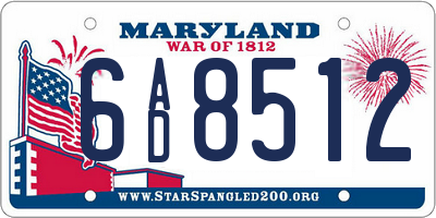 MD license plate 6AD8512