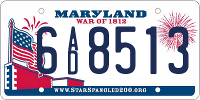 MD license plate 6AD8513