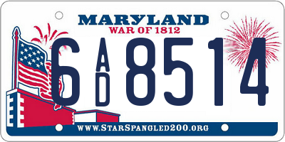 MD license plate 6AD8514