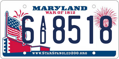 MD license plate 6AD8518