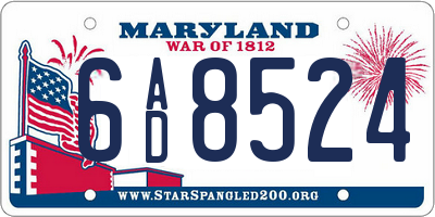 MD license plate 6AD8524