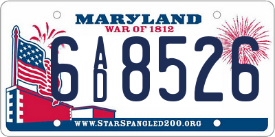 MD license plate 6AD8526