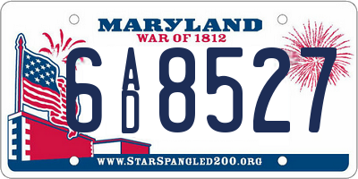 MD license plate 6AD8527