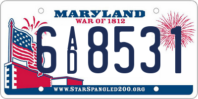 MD license plate 6AD8531