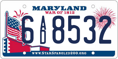 MD license plate 6AD8532