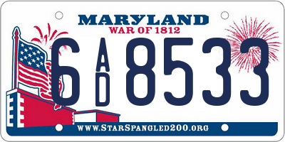 MD license plate 6AD8533