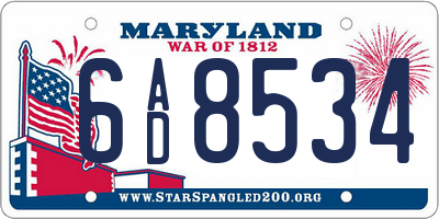 MD license plate 6AD8534
