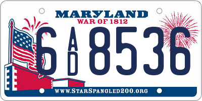 MD license plate 6AD8536