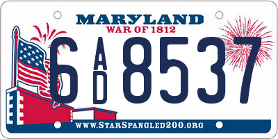 MD license plate 6AD8537