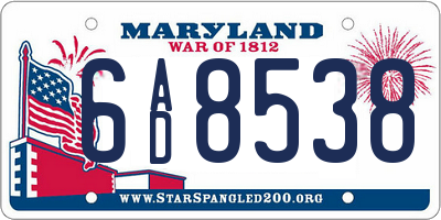 MD license plate 6AD8538