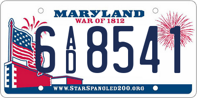 MD license plate 6AD8541