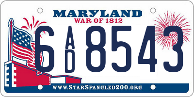 MD license plate 6AD8543