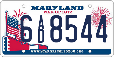 MD license plate 6AD8544