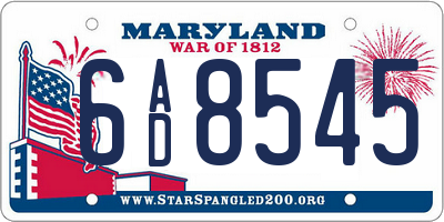 MD license plate 6AD8545