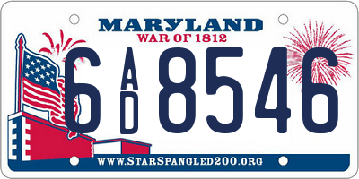 MD license plate 6AD8546