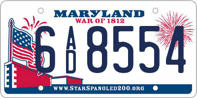 MD license plate 6AD8554