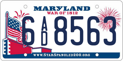 MD license plate 6AD8563