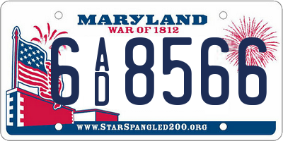 MD license plate 6AD8566