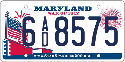 MD license plate 6AD8575