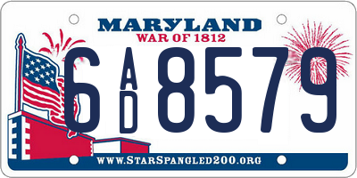 MD license plate 6AD8579