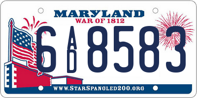 MD license plate 6AD8583