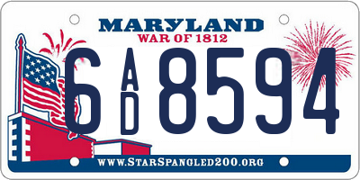 MD license plate 6AD8594