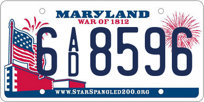 MD license plate 6AD8596