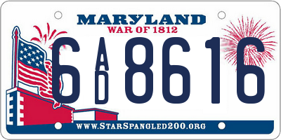 MD license plate 6AD8616
